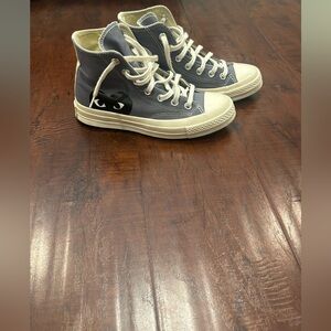 Converse x Play Comme des Garçons, Grey, Women’s size 6 or as a Men’s size 4.